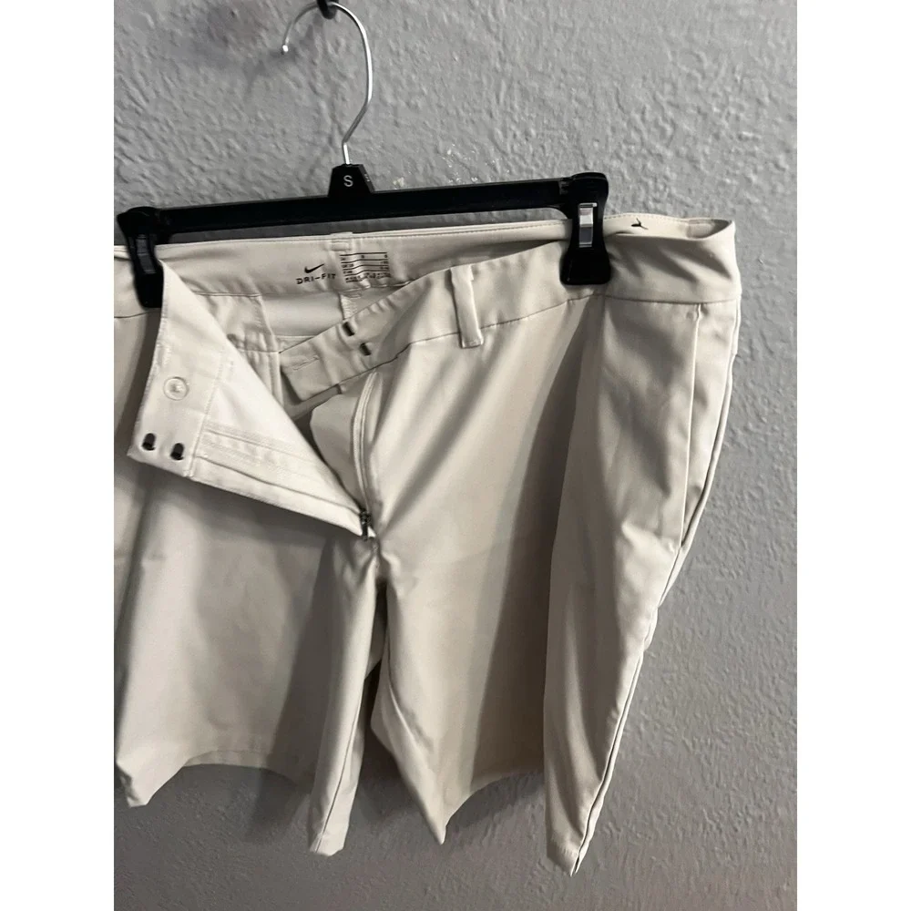 Nike Womens Dri Fit Bermuda Sport Shorts Size 14 Beige